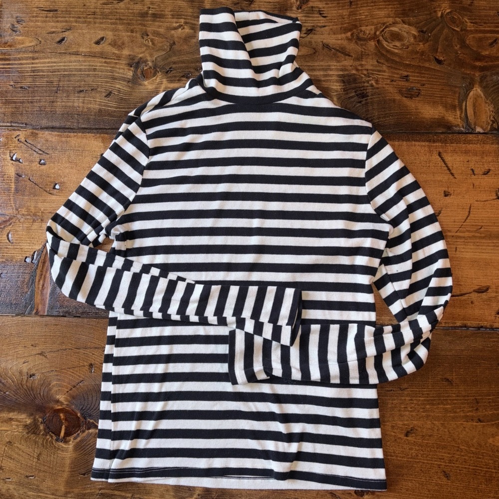 Levi's Ribbed Striped Fitted Women's L Retro Bohemian Layering Turtleneck Shirt